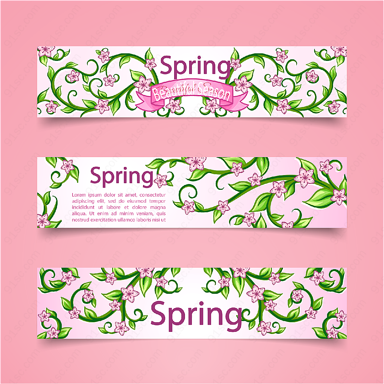 春季花卉banner平面广告