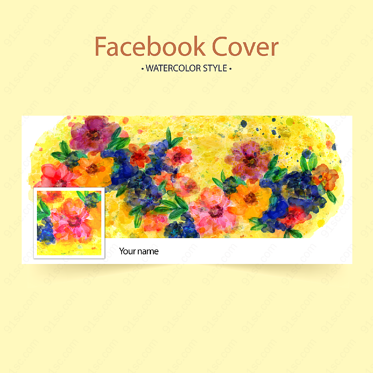 花卉脸书封面平面广告