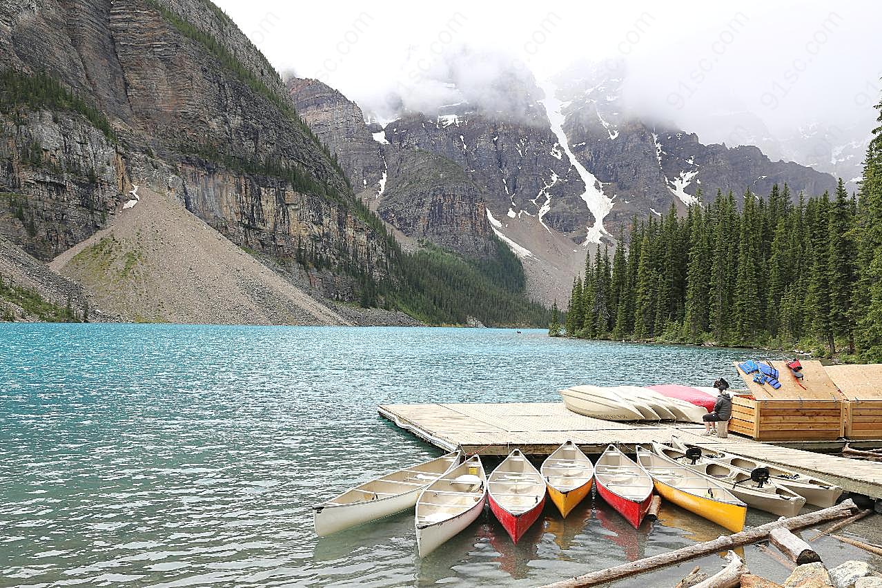 加拿大碛湖小船图片摄影