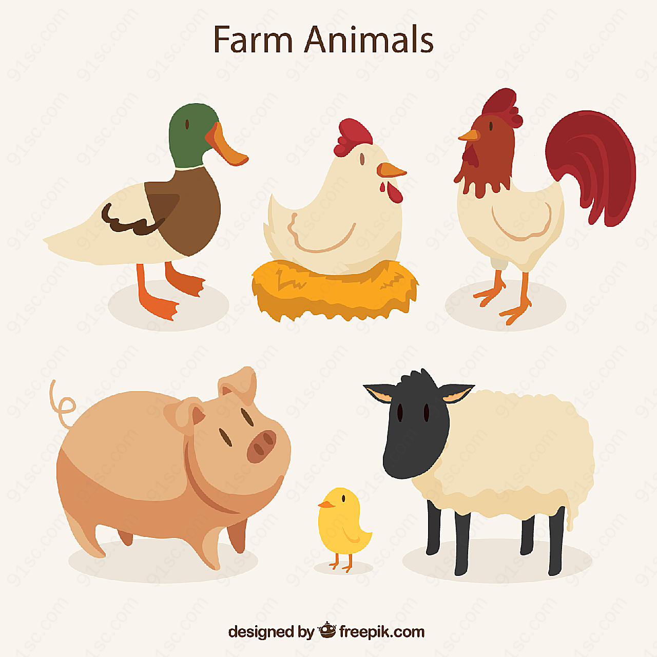 农场动物矢量动物矢量卡通动物