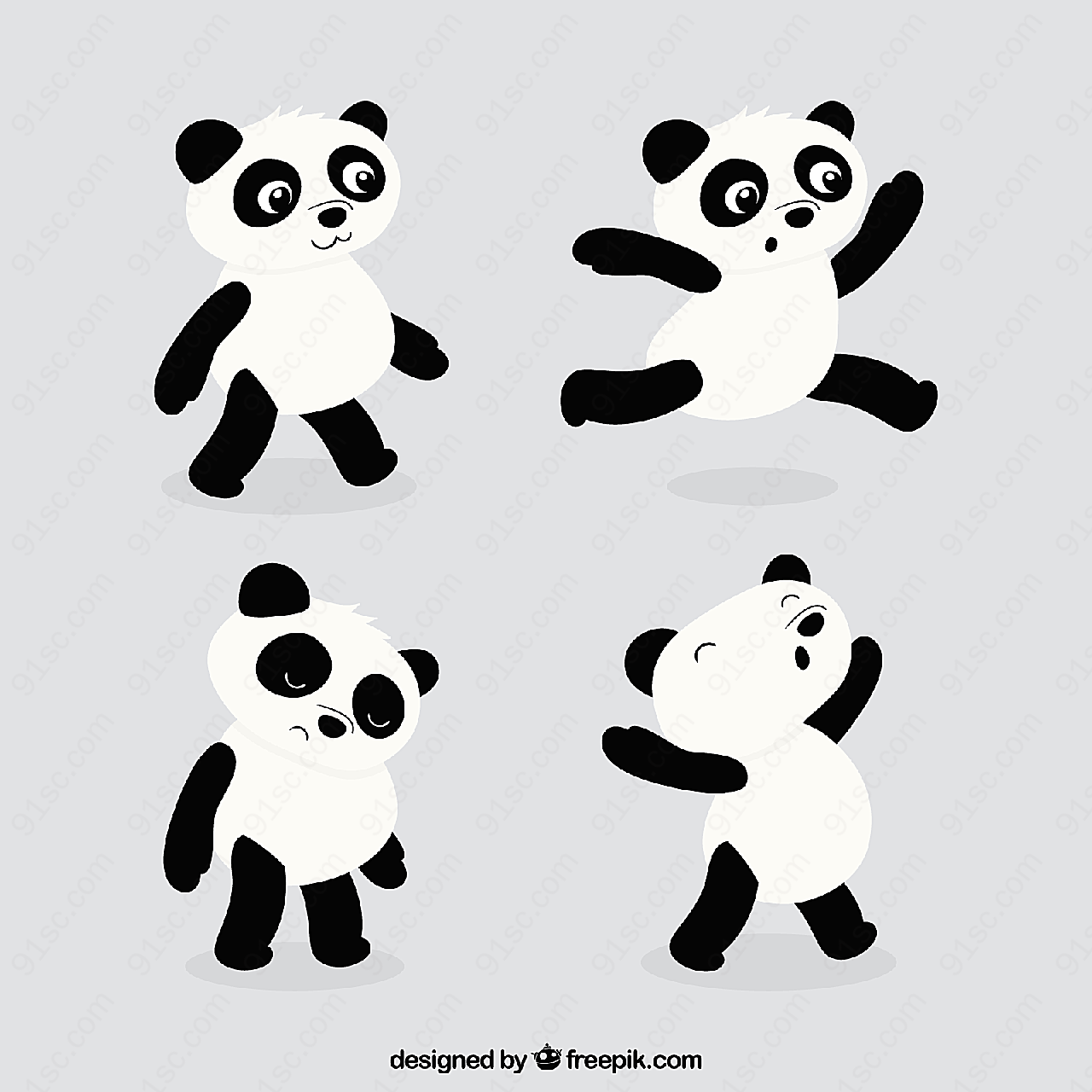 卡通熊猫矢量图矢量卡通动物