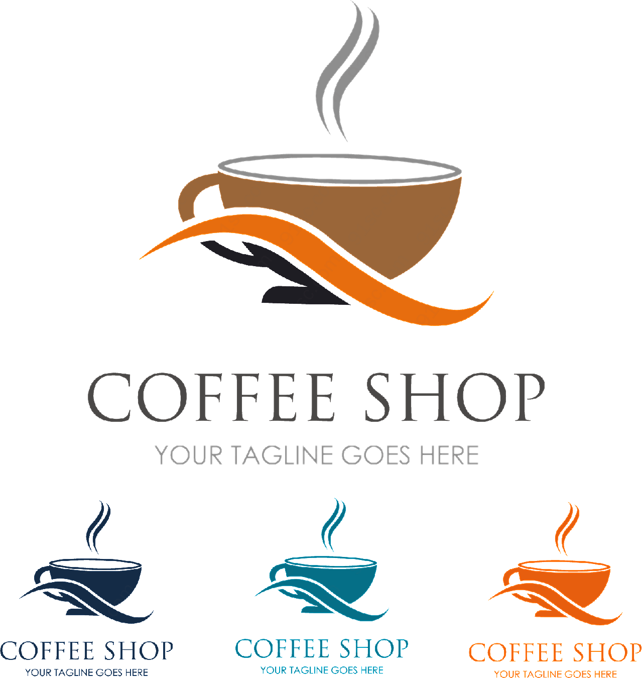 咖啡豆与咖啡杯标志矢量logo图形