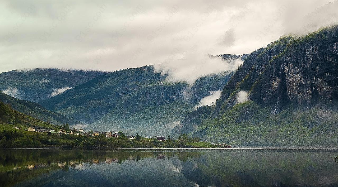 挪威海湾景观图片高清