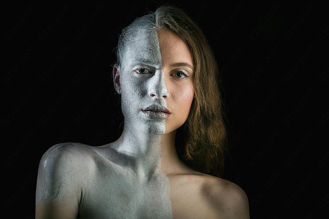 欧美彩绘人体模特图片摄影