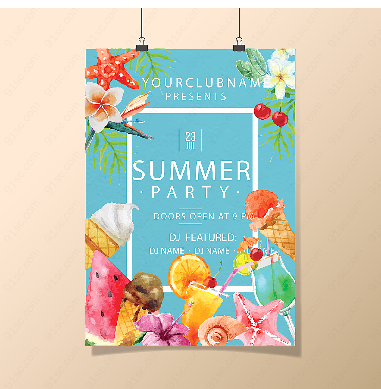 夏季派对海报平面广告