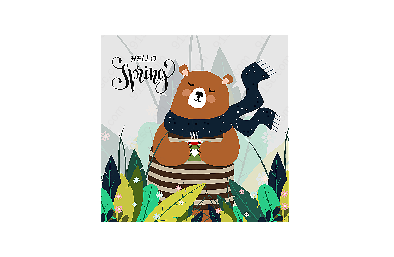 春季棕熊矢量动物动物矢量卡通动物