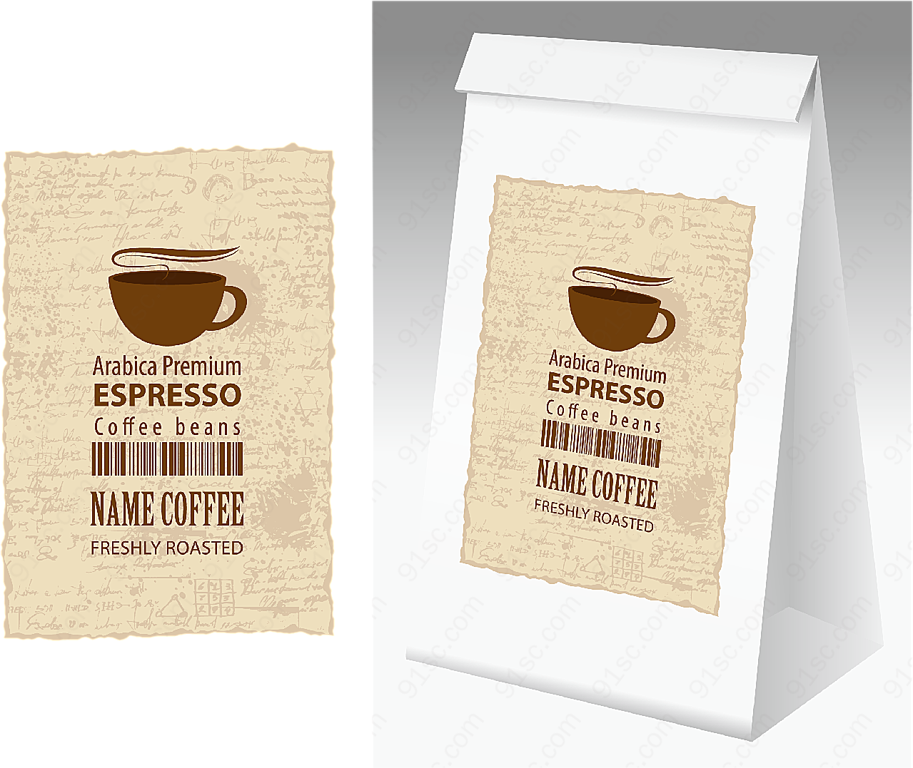 咖啡纸质包装矢量包装设计