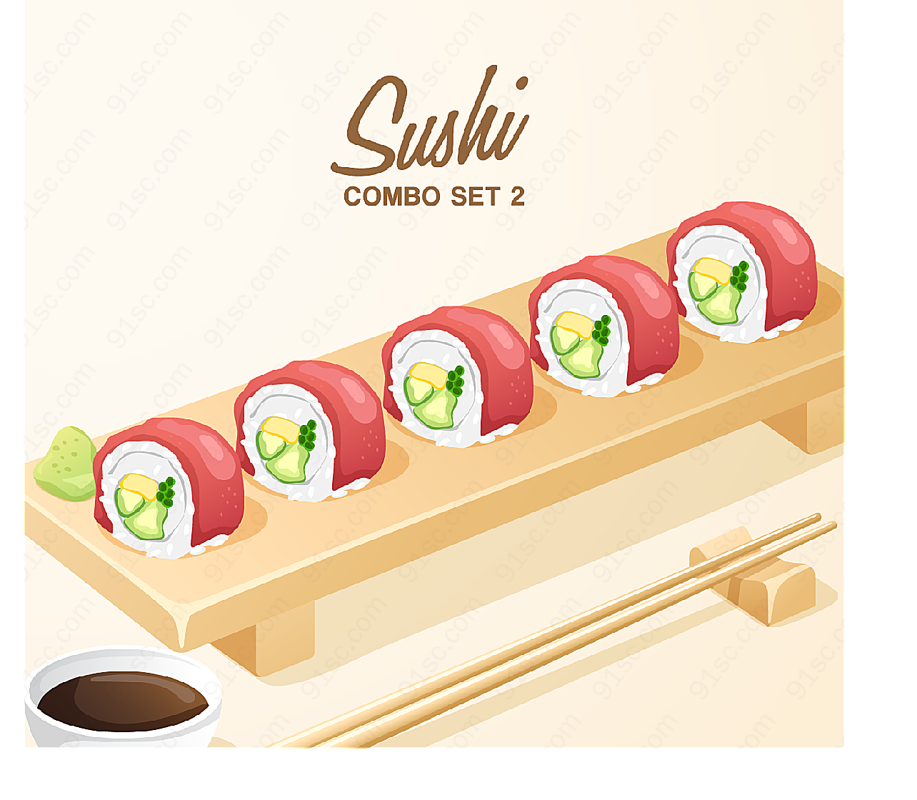 寿司美食主题矢量矢量美食