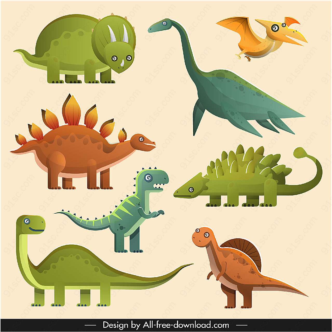 卡通恐龙设计矢量卡通动物