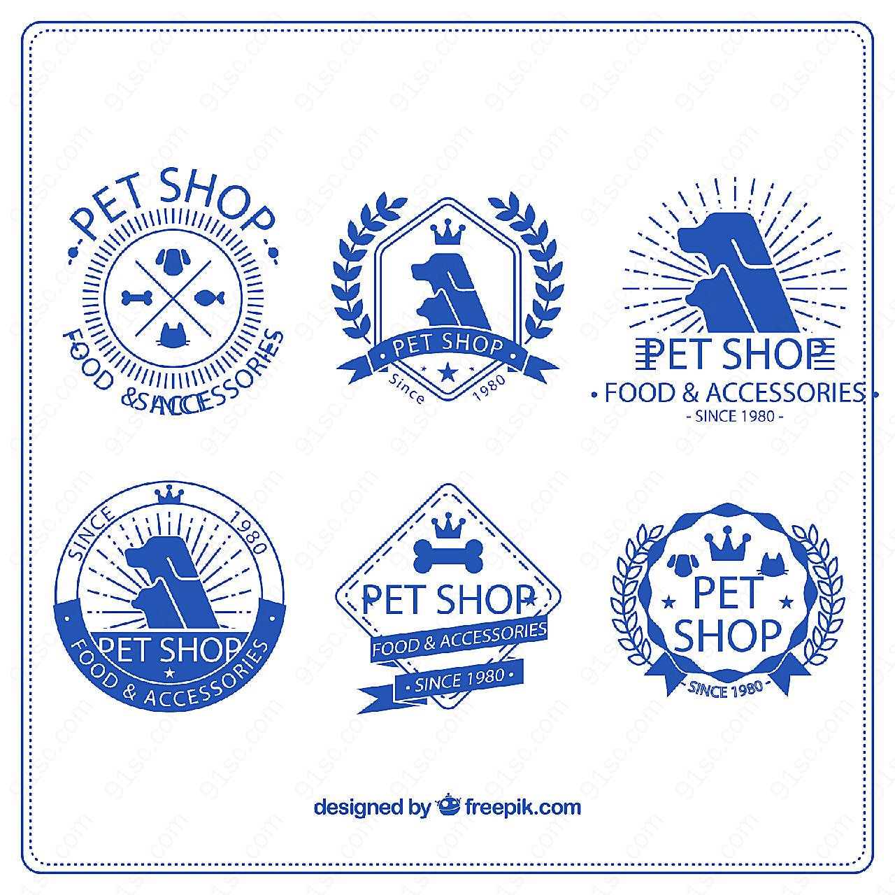 水彩宠物店标志矢量logo图形