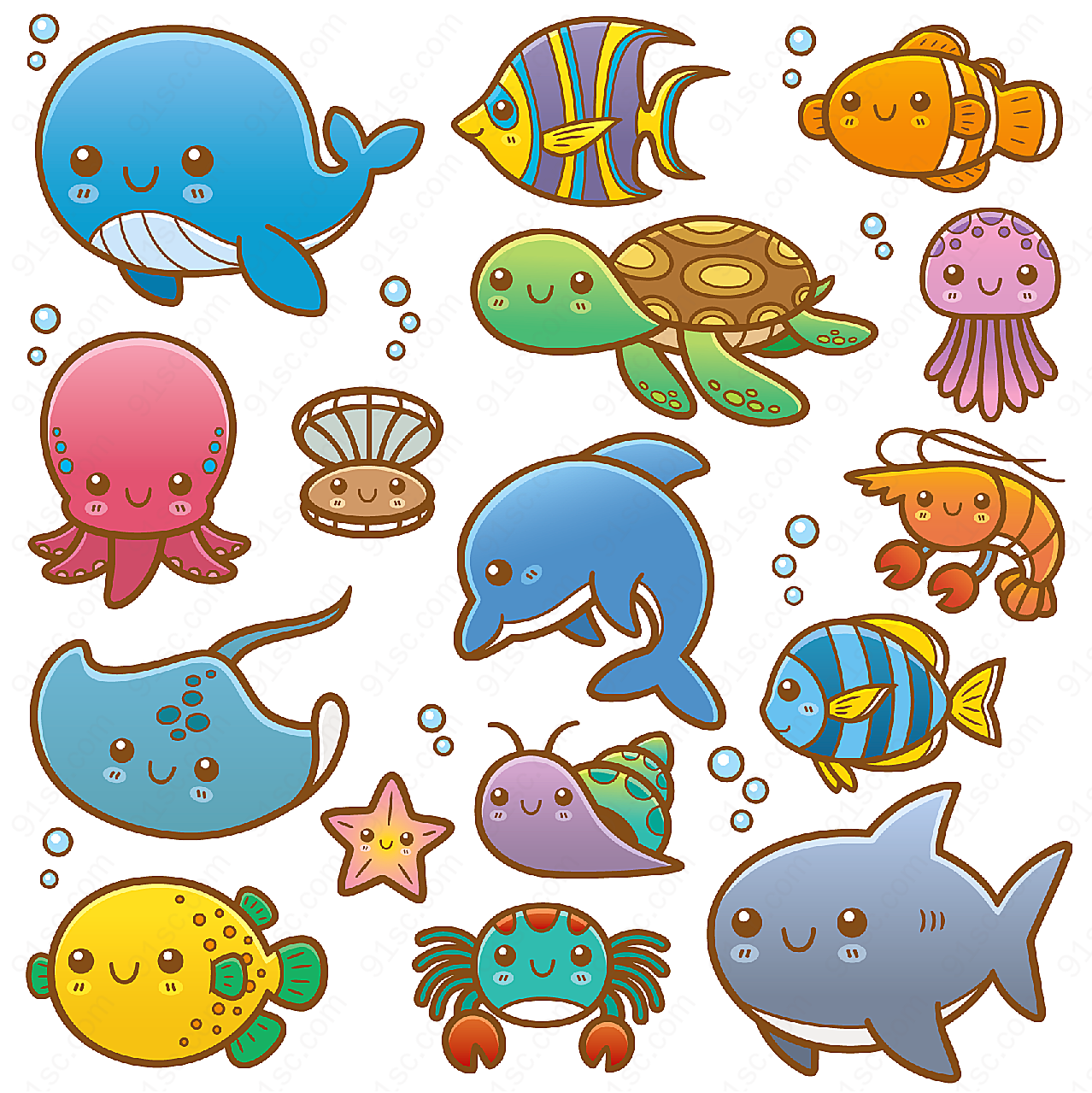 海洋动物动物动物矢量卡通动物