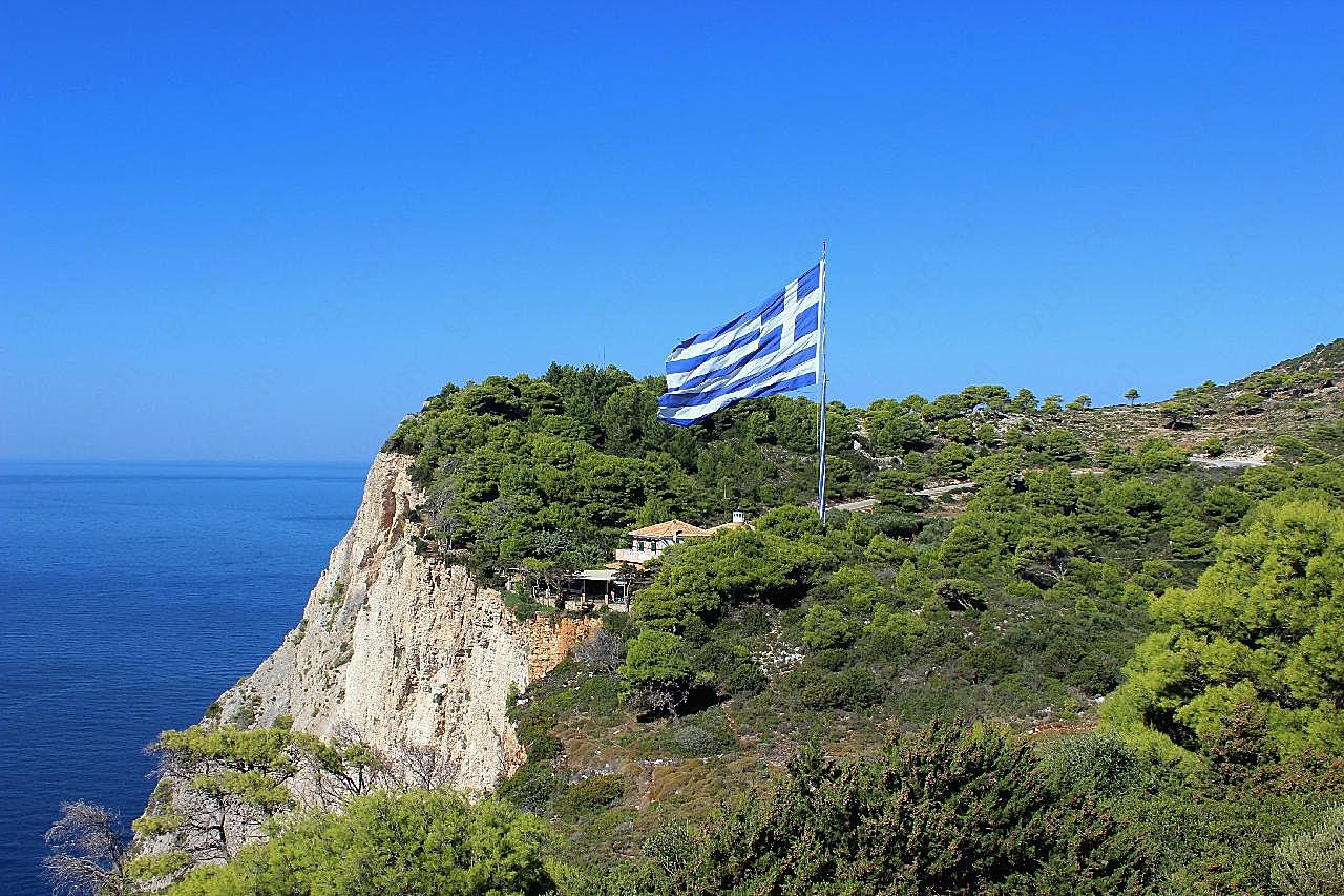 希腊海边悬崖图片高清自然