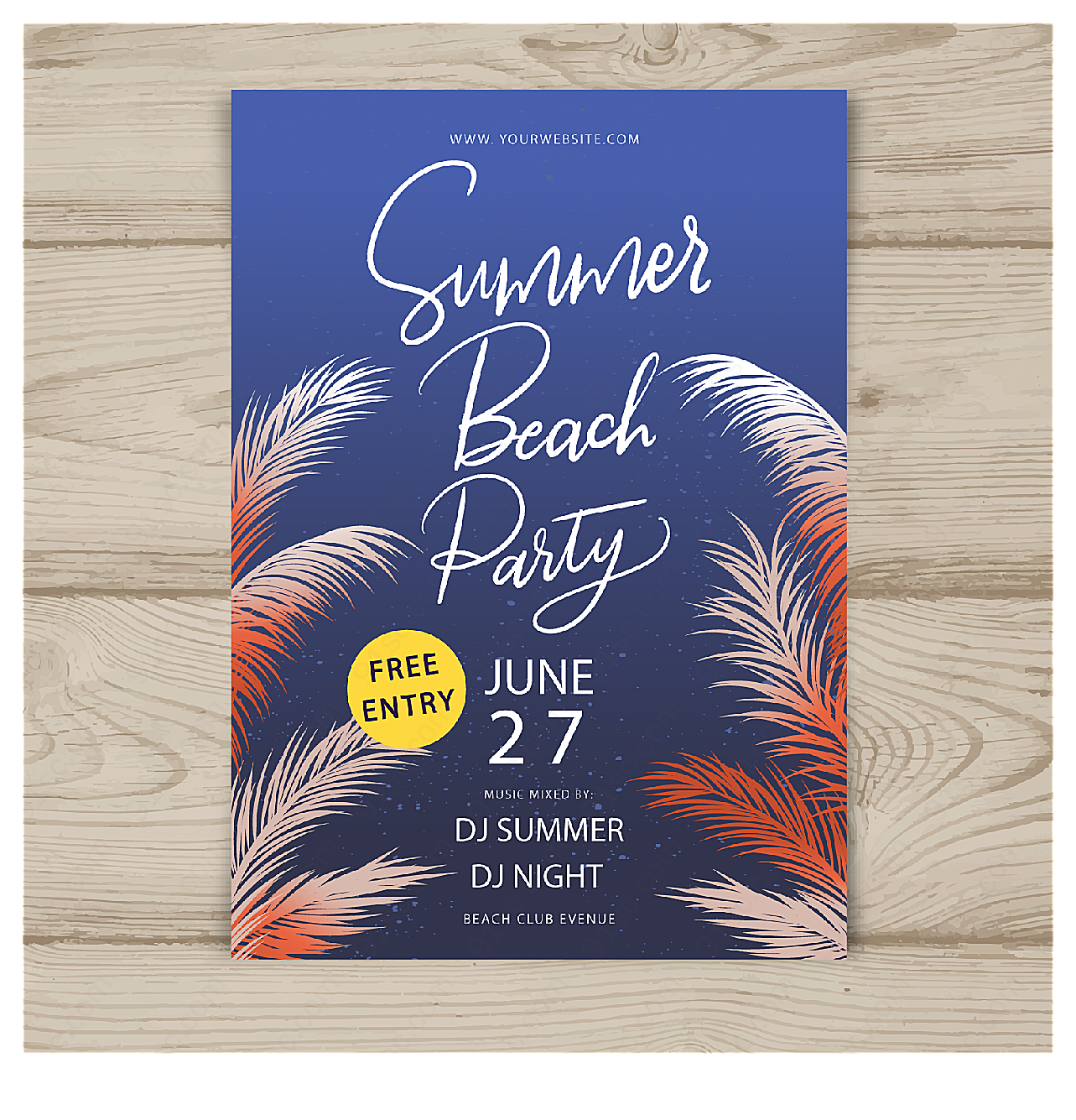 夏季沙滩派对宣传单平面广告