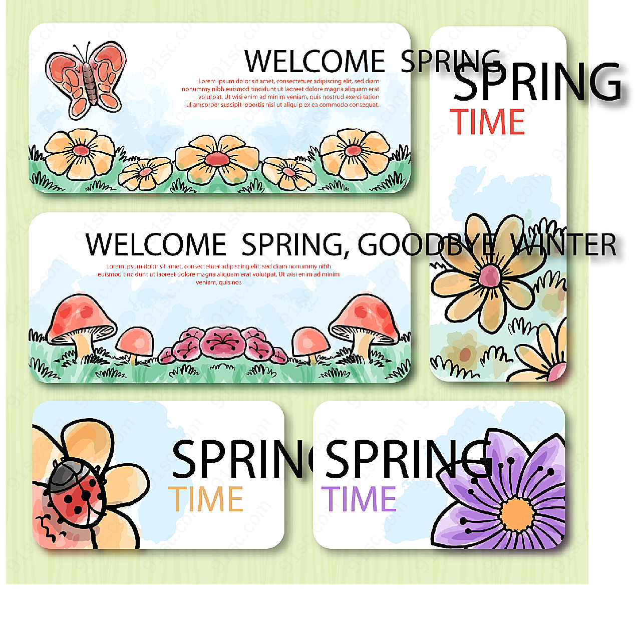 春季植物banner平面广告
