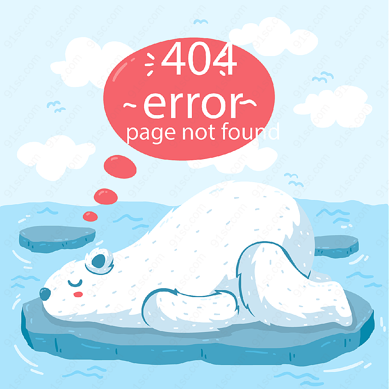 北极熊404错误页平面广告