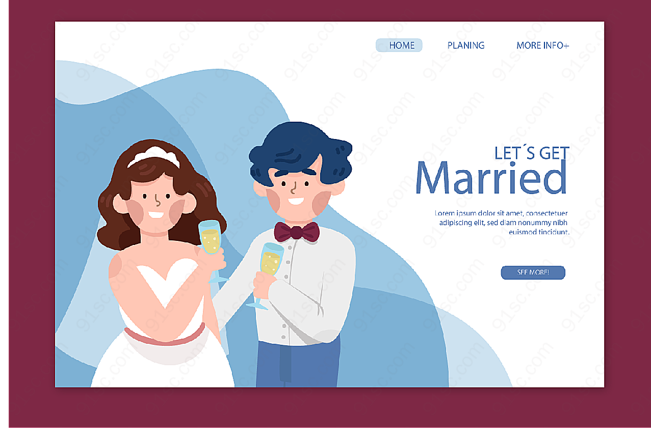 婚礼网站登陆界面平面广告