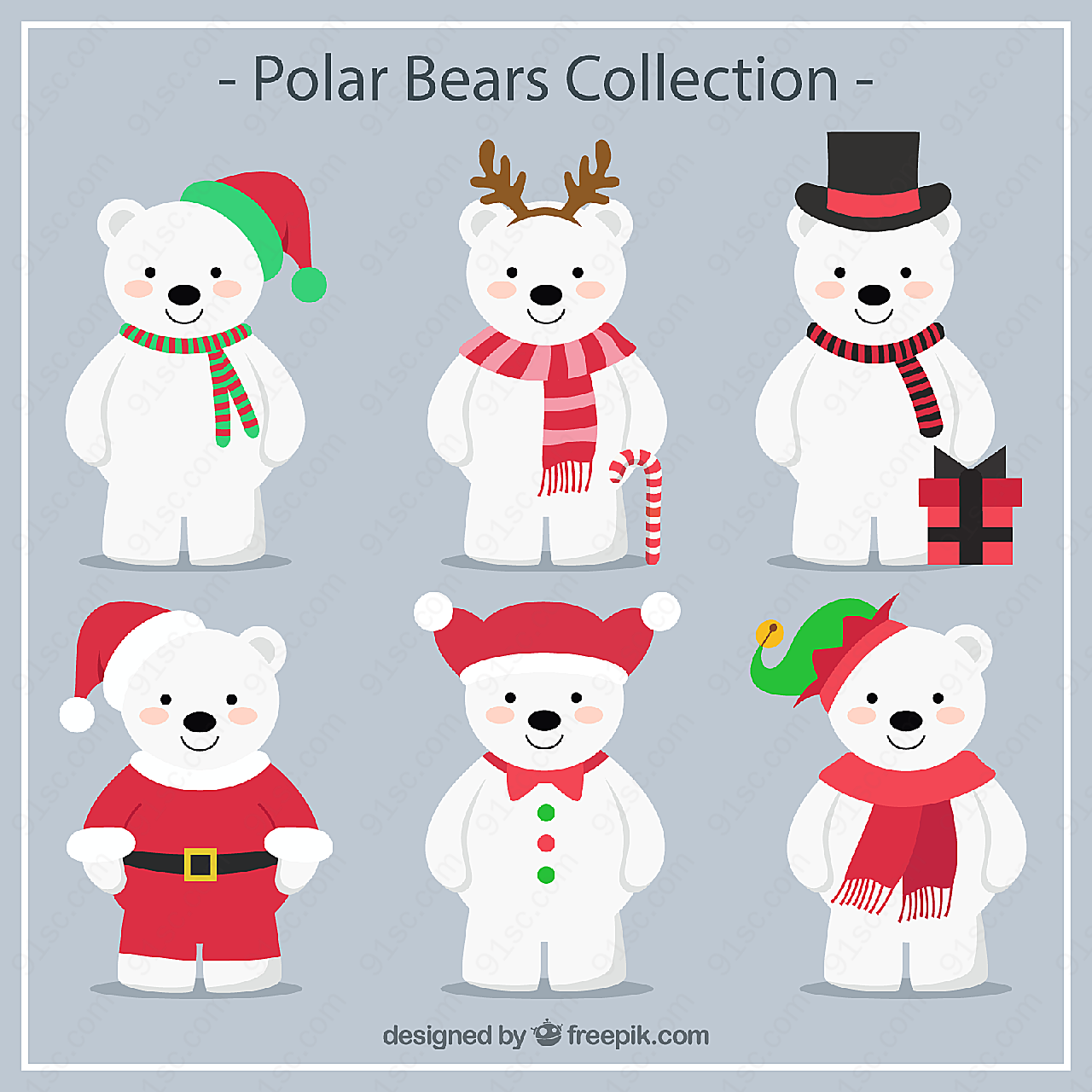 可爱北极熊矢量矢量圣诞节