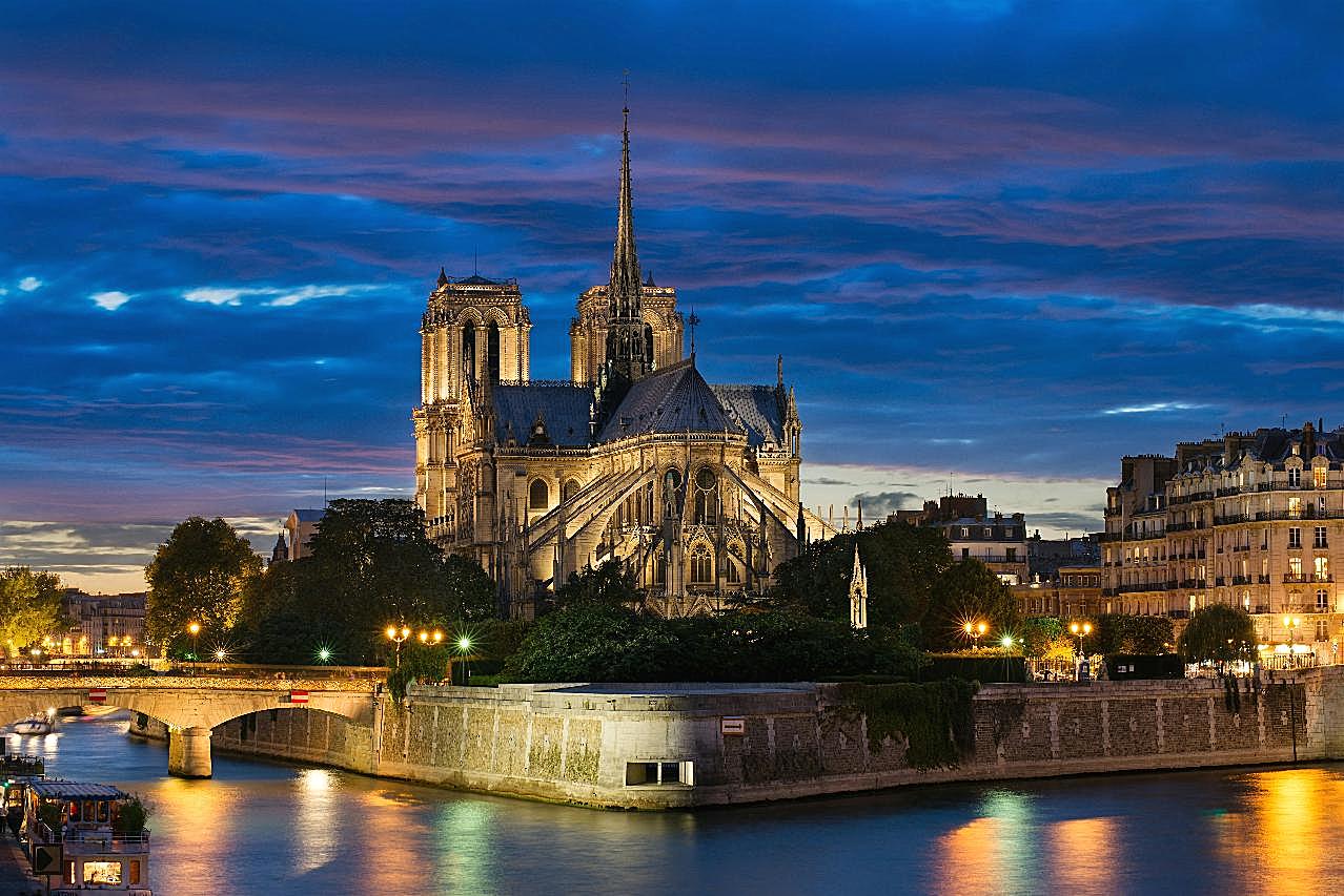 法国巴黎夜景图片摄影