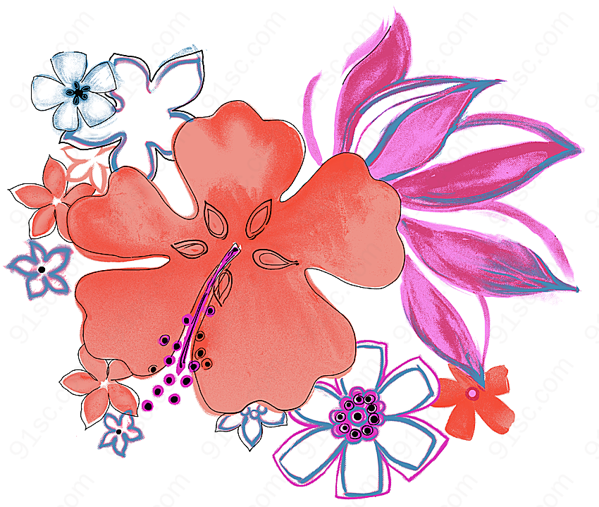 手绘时尚花卉花纹背景