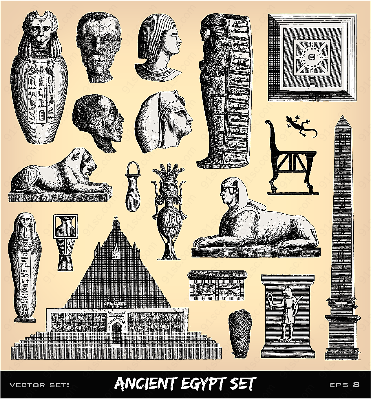 古埃及与玛雅符号矢量传统文化