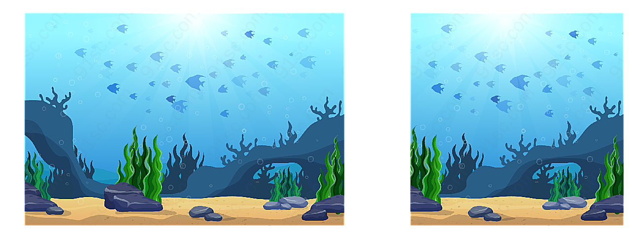 海底世界鱼群风景矢量自然风景