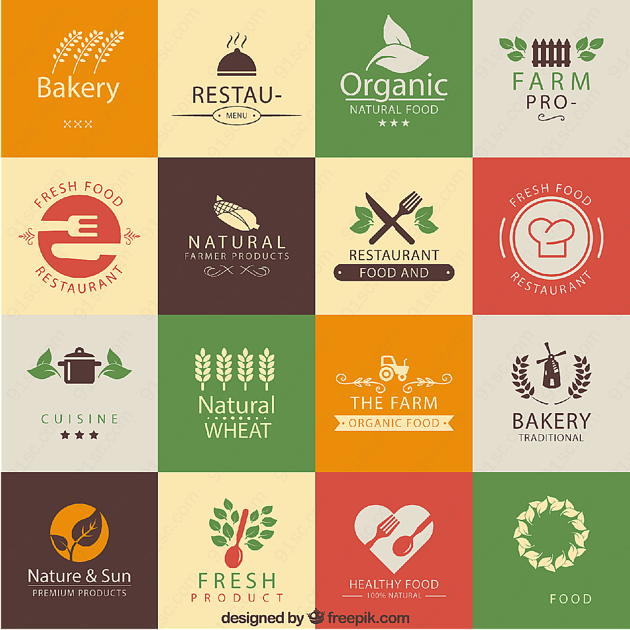 彩色餐厅标志矢量logo图形