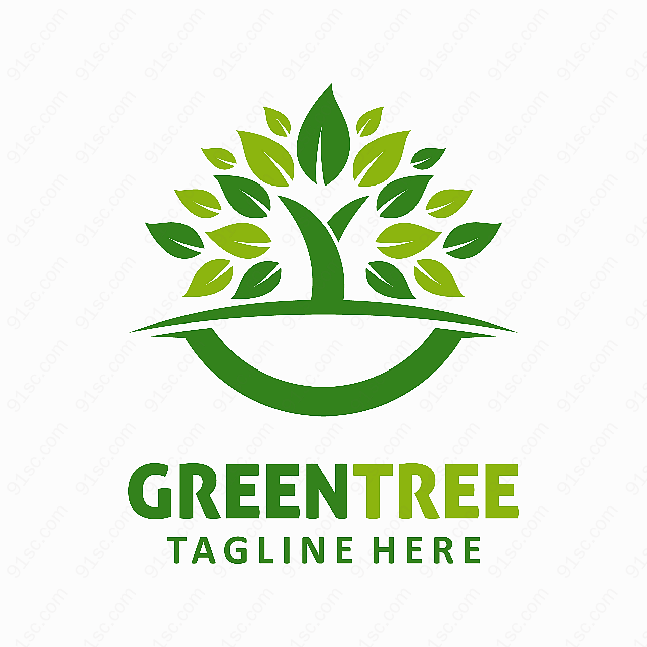 绿叶与树木标志矢量logo图形