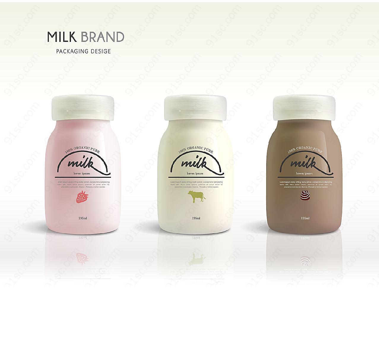 纯天然瓶装牛奶平面广告