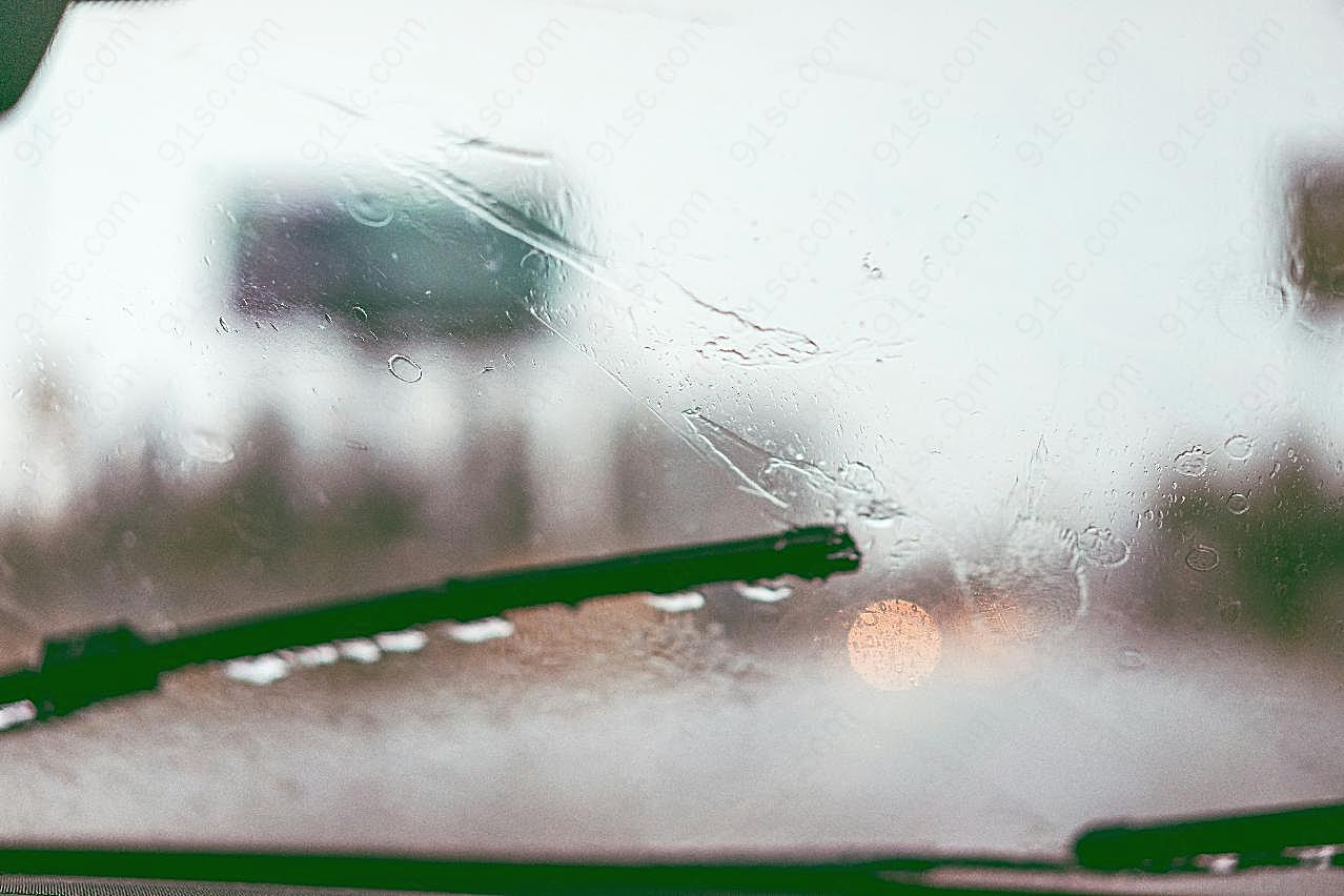 早上下雨车窗背景照片摄影