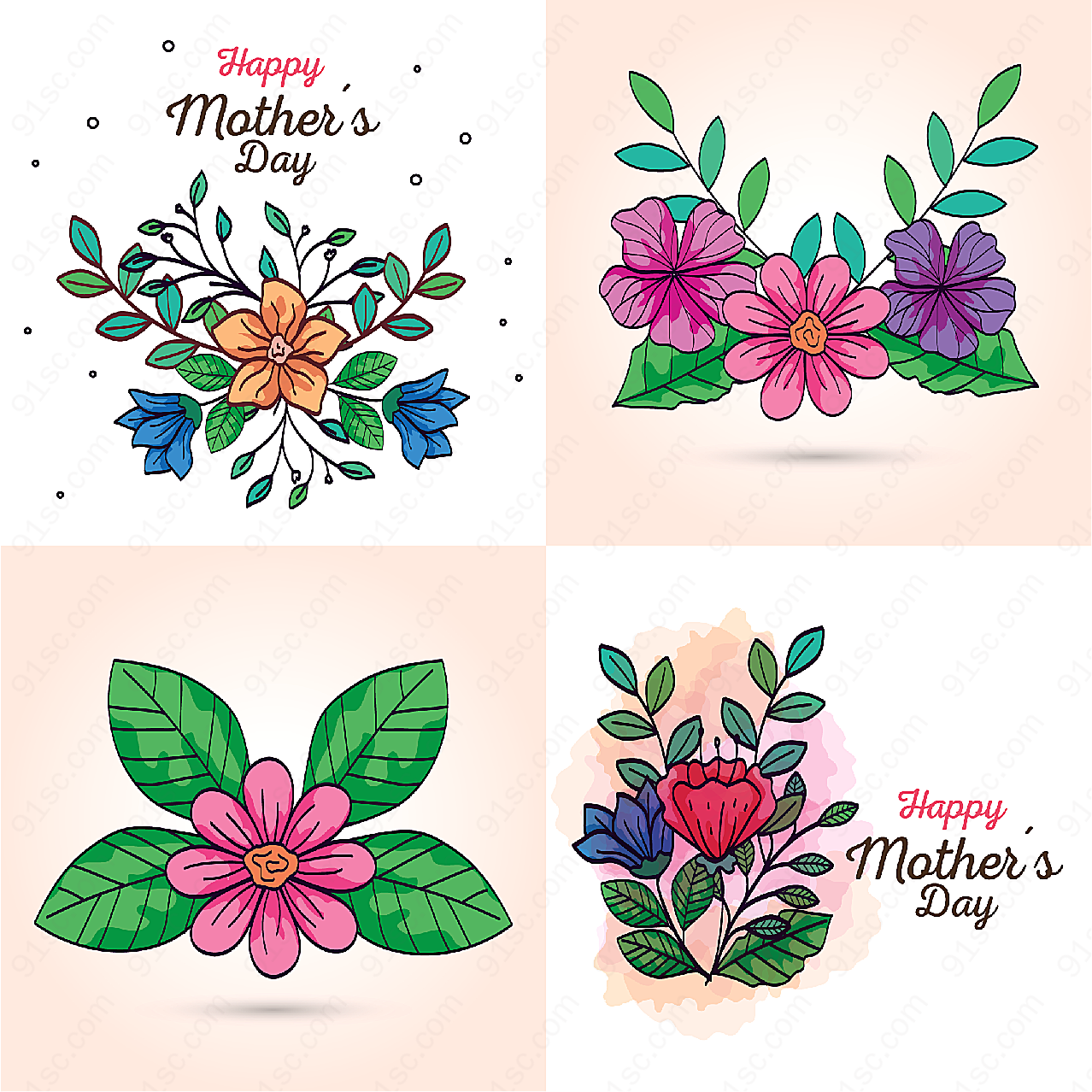 母亲节花卉图案矢量素材矢量节日