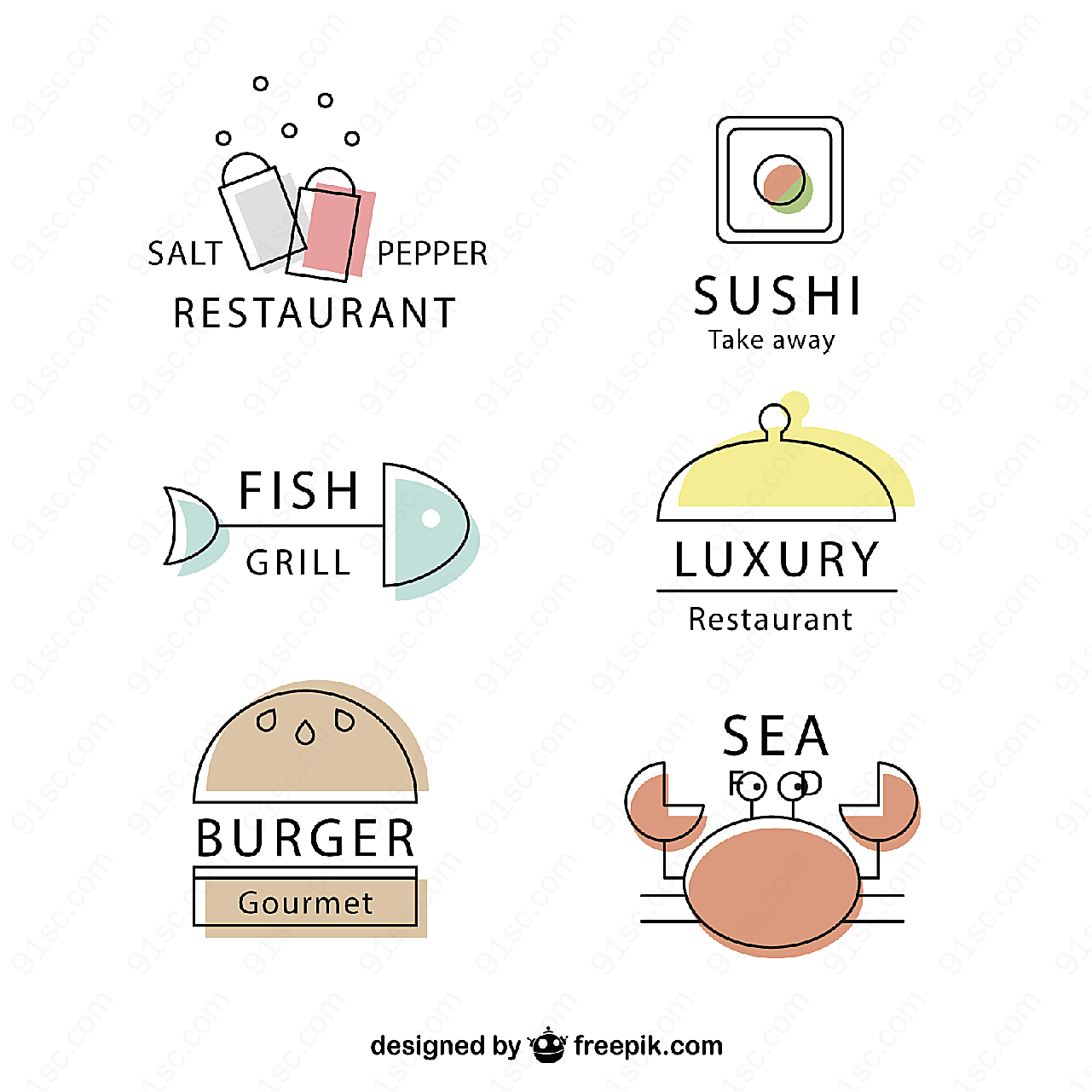 素雅餐厅标志矢量logo图形