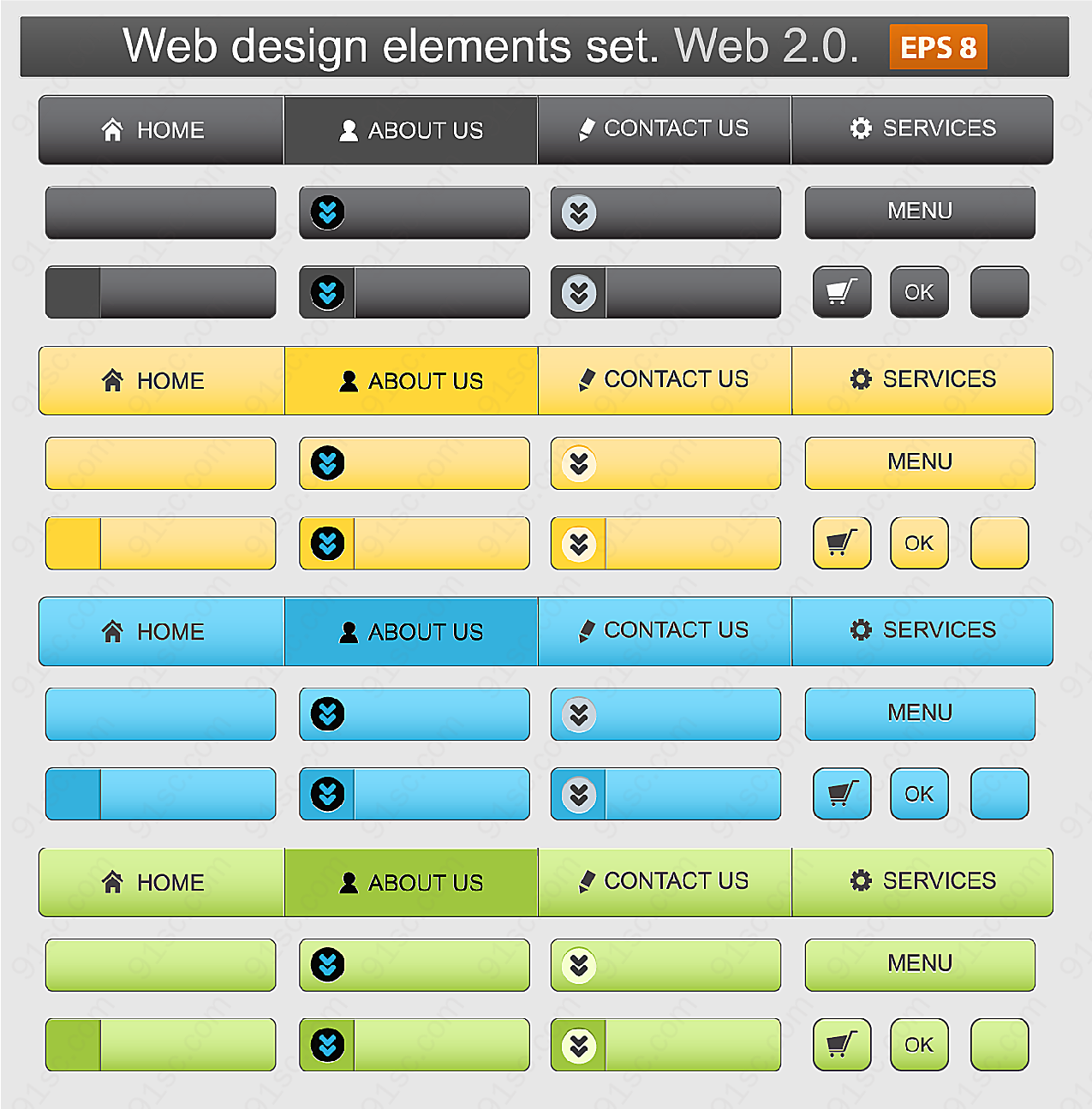 按钮网页设计元素矢量各式图标