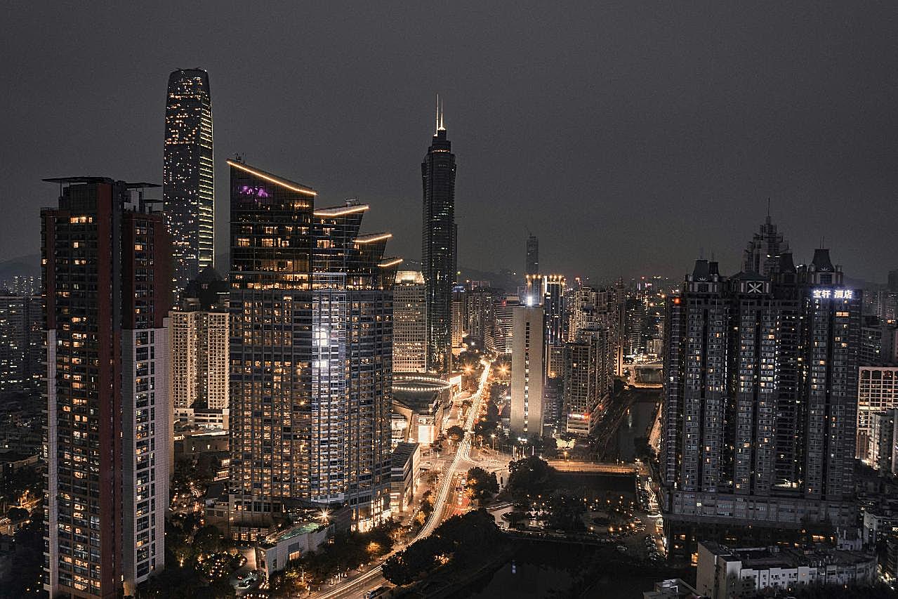 城市建筑物夜景图片