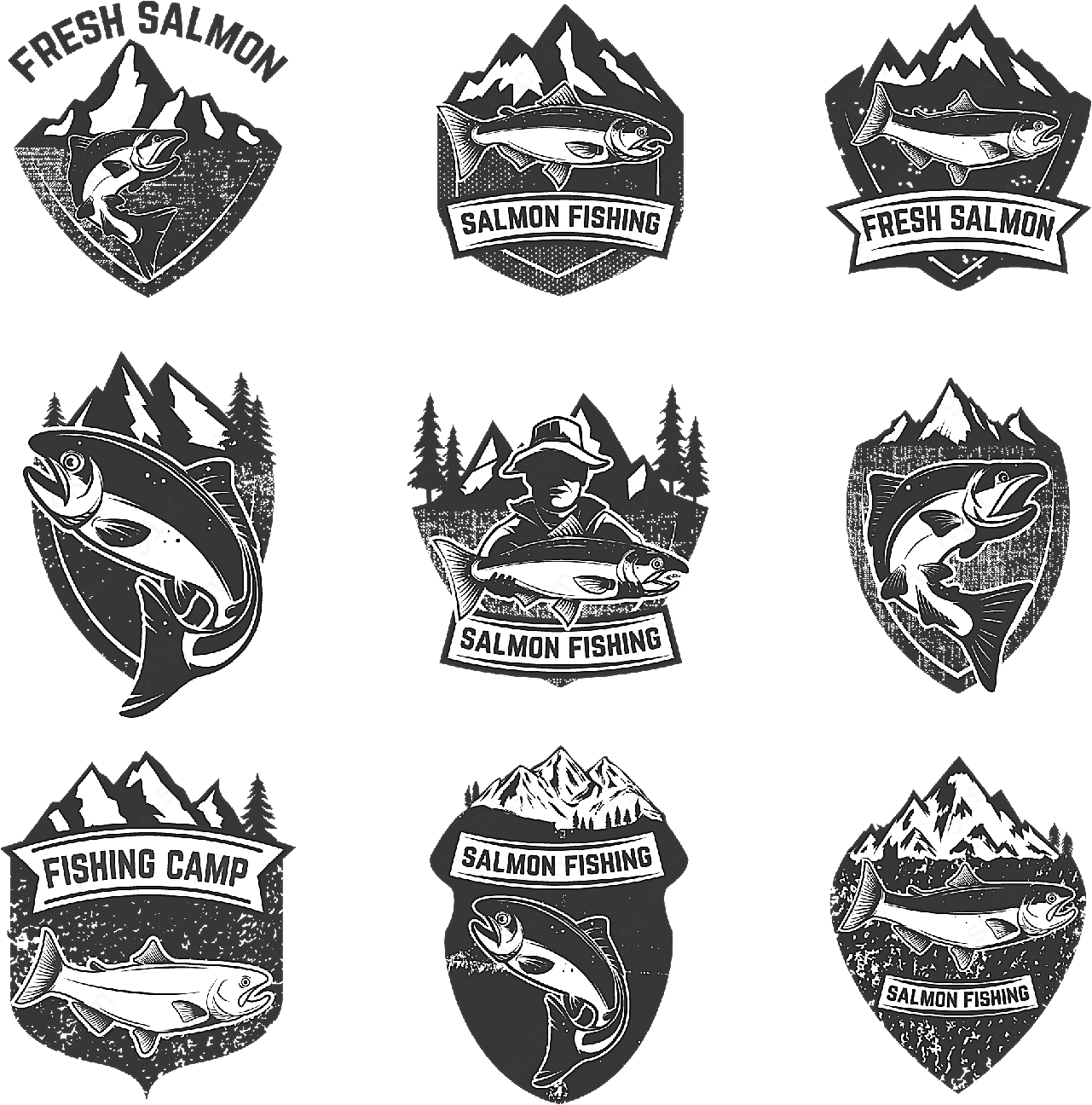 钓鱼俱乐部标志矢量logo图形