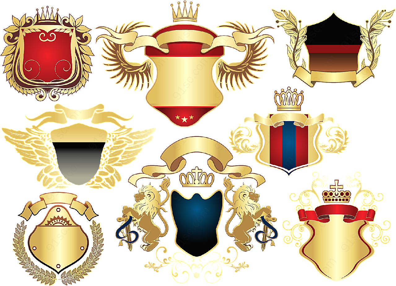 欧式皇冠标签矢量传统