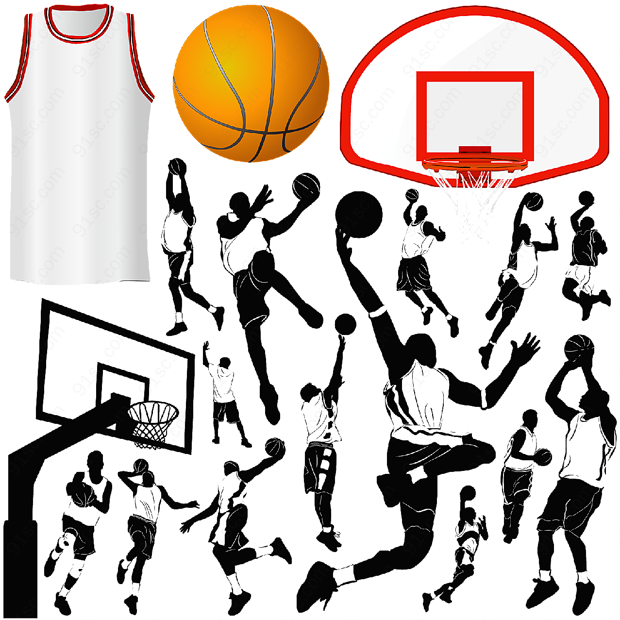 篮球运动元素矢量体育运动