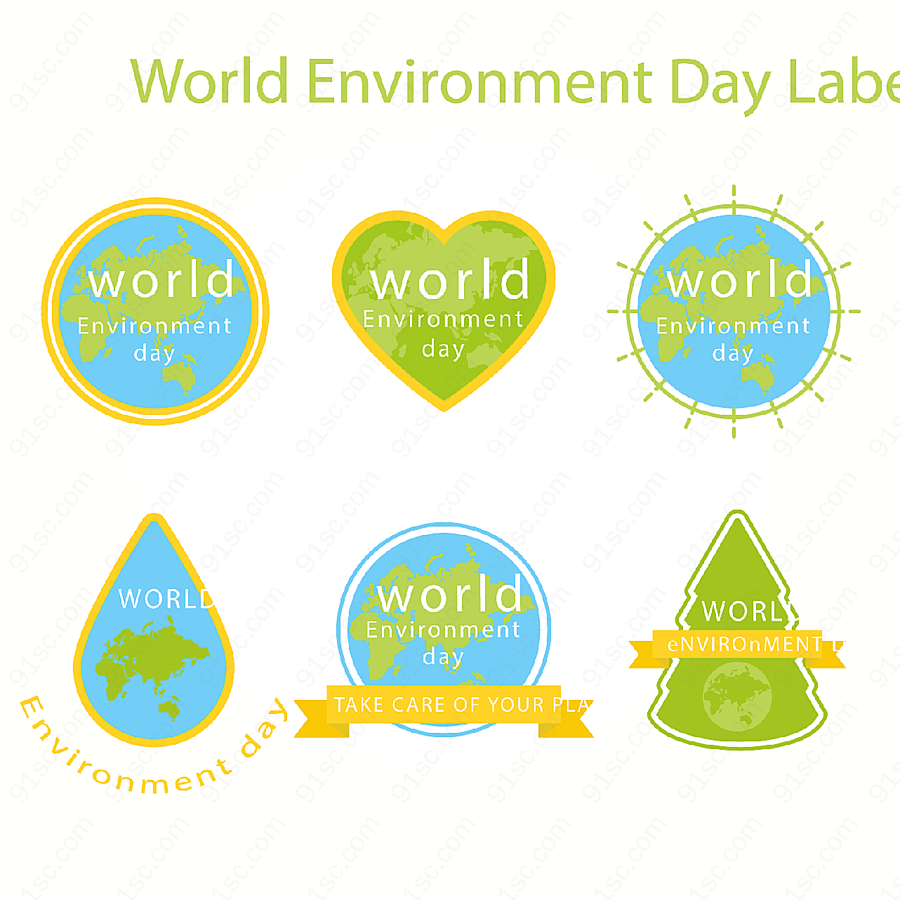世界环境日标签label矢量