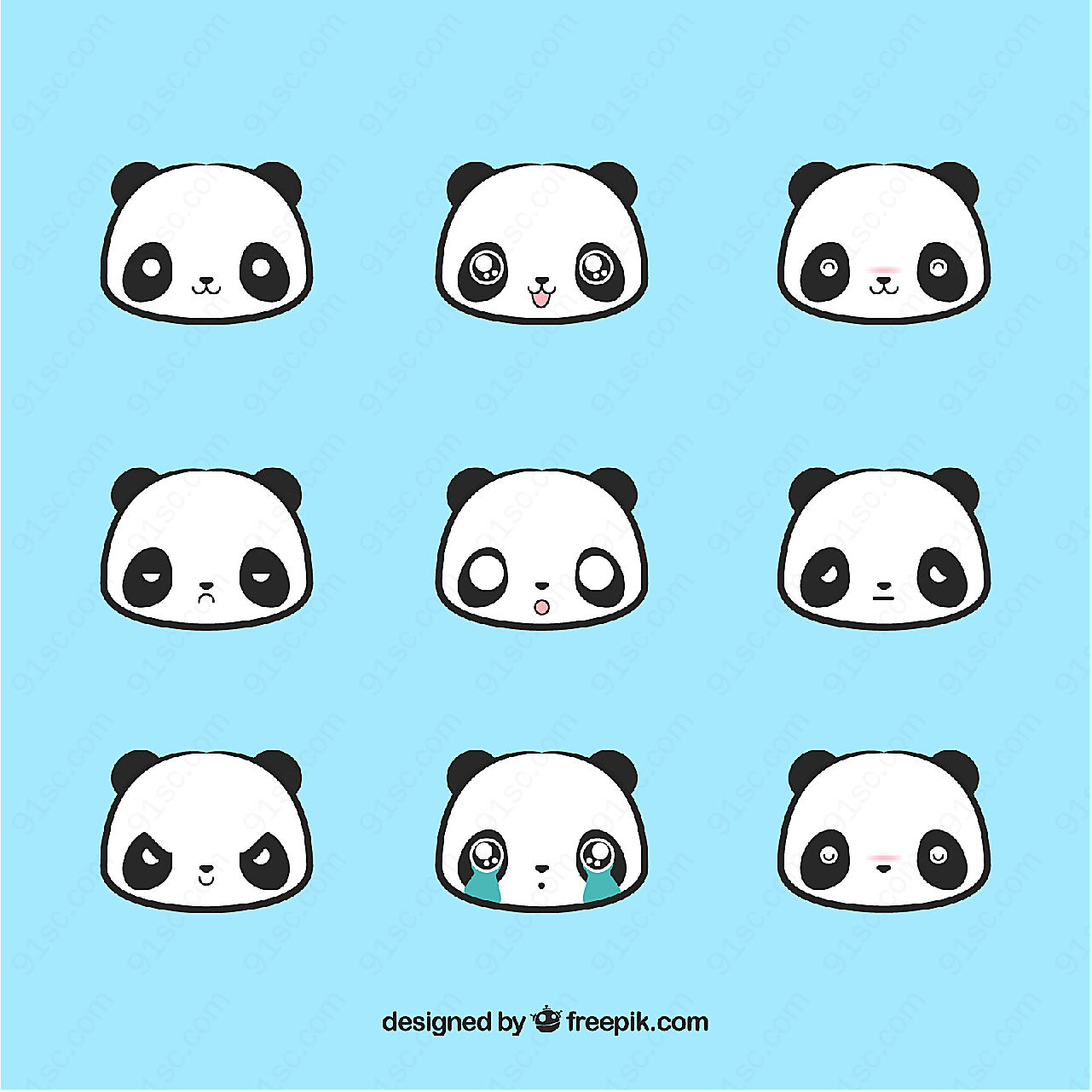 可爱熊猫头像矢量矢量卡通动物