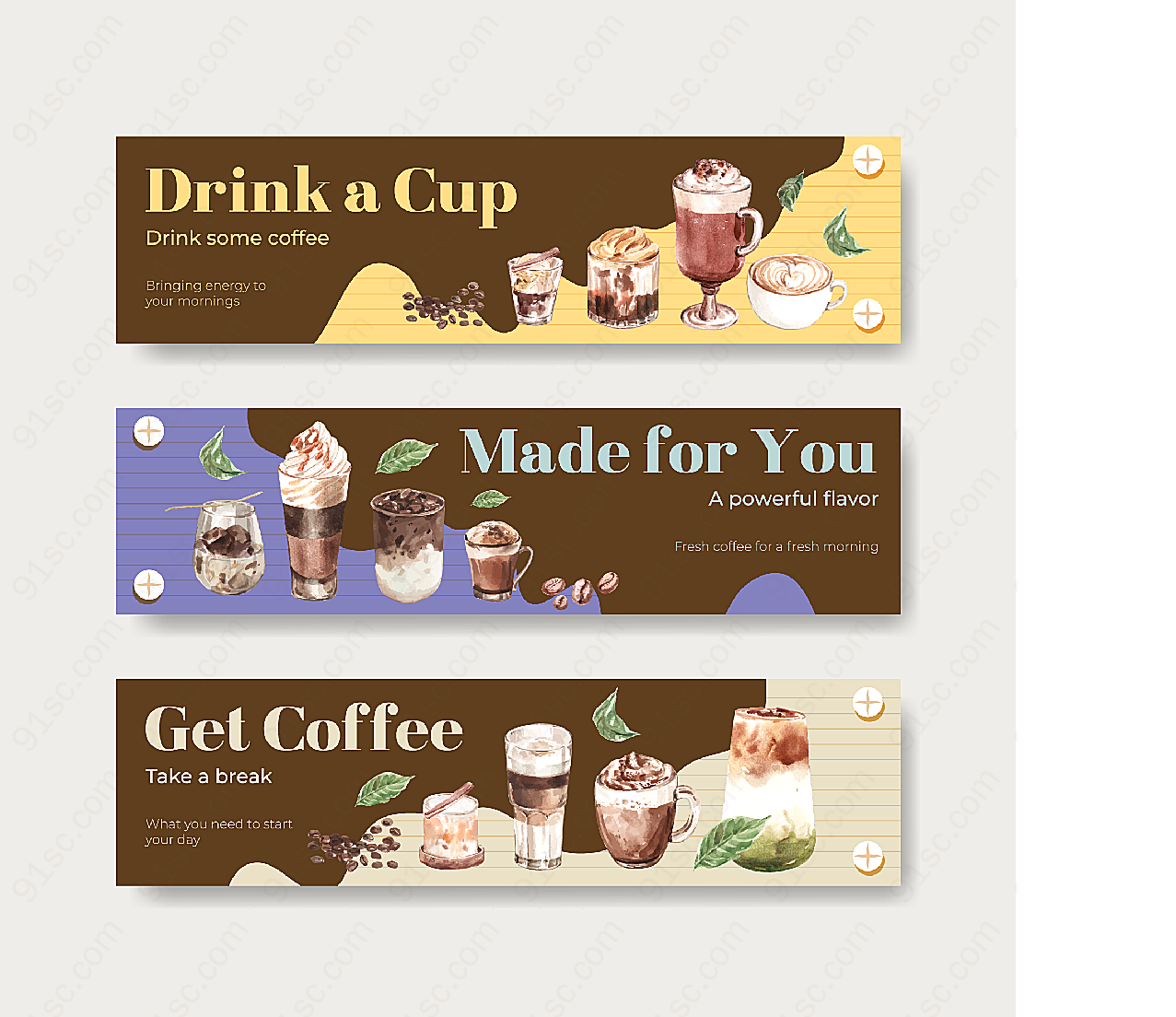 水彩咖啡饮品广告平面广告