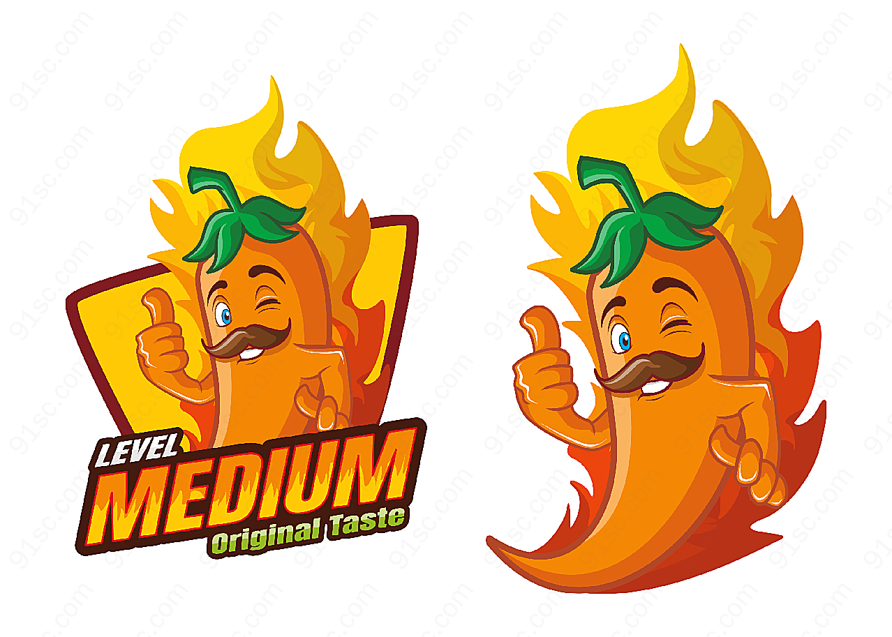 辣椒与披萨标志矢量logo图形