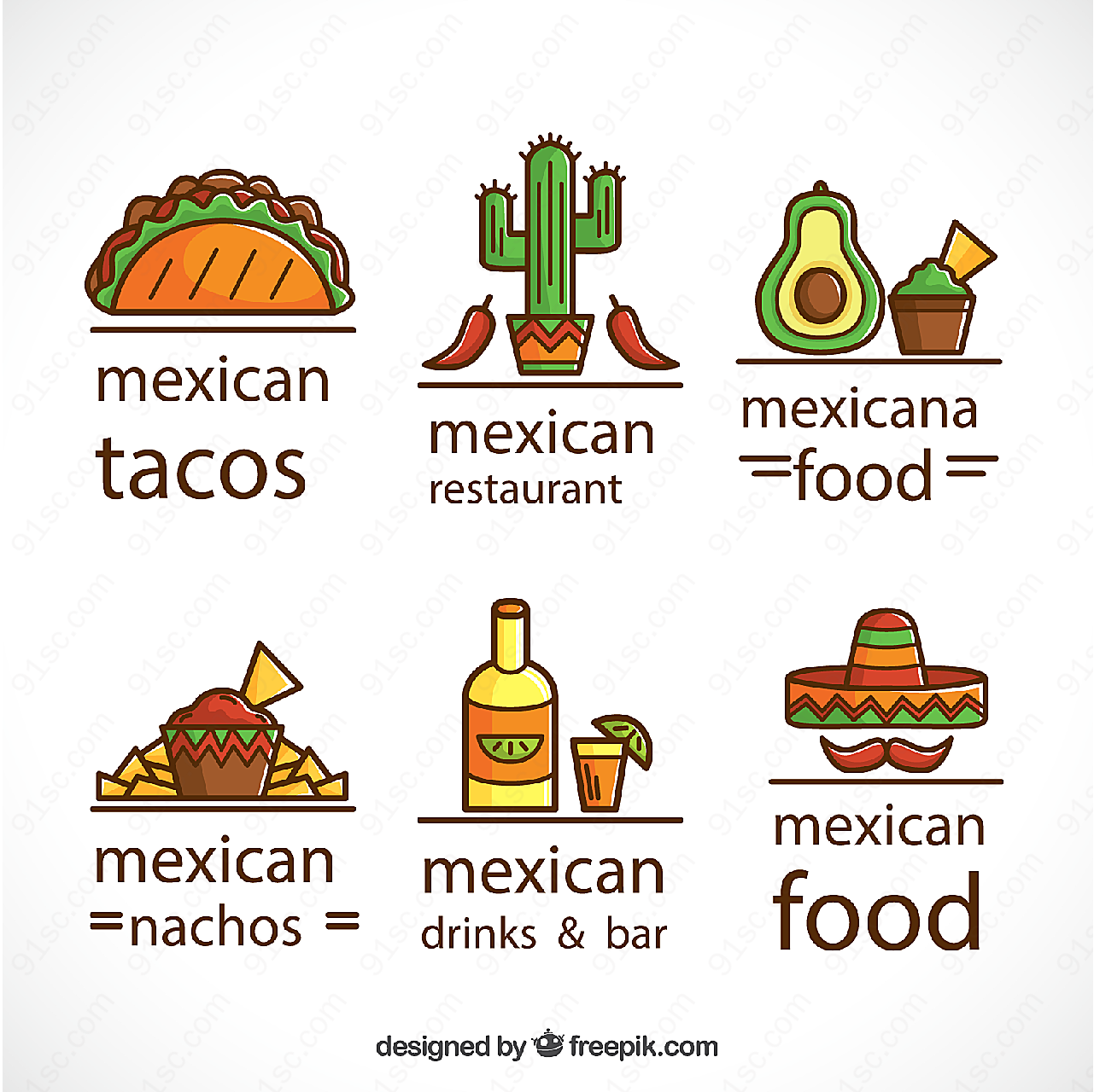 墨西哥食物标志矢量logo图形