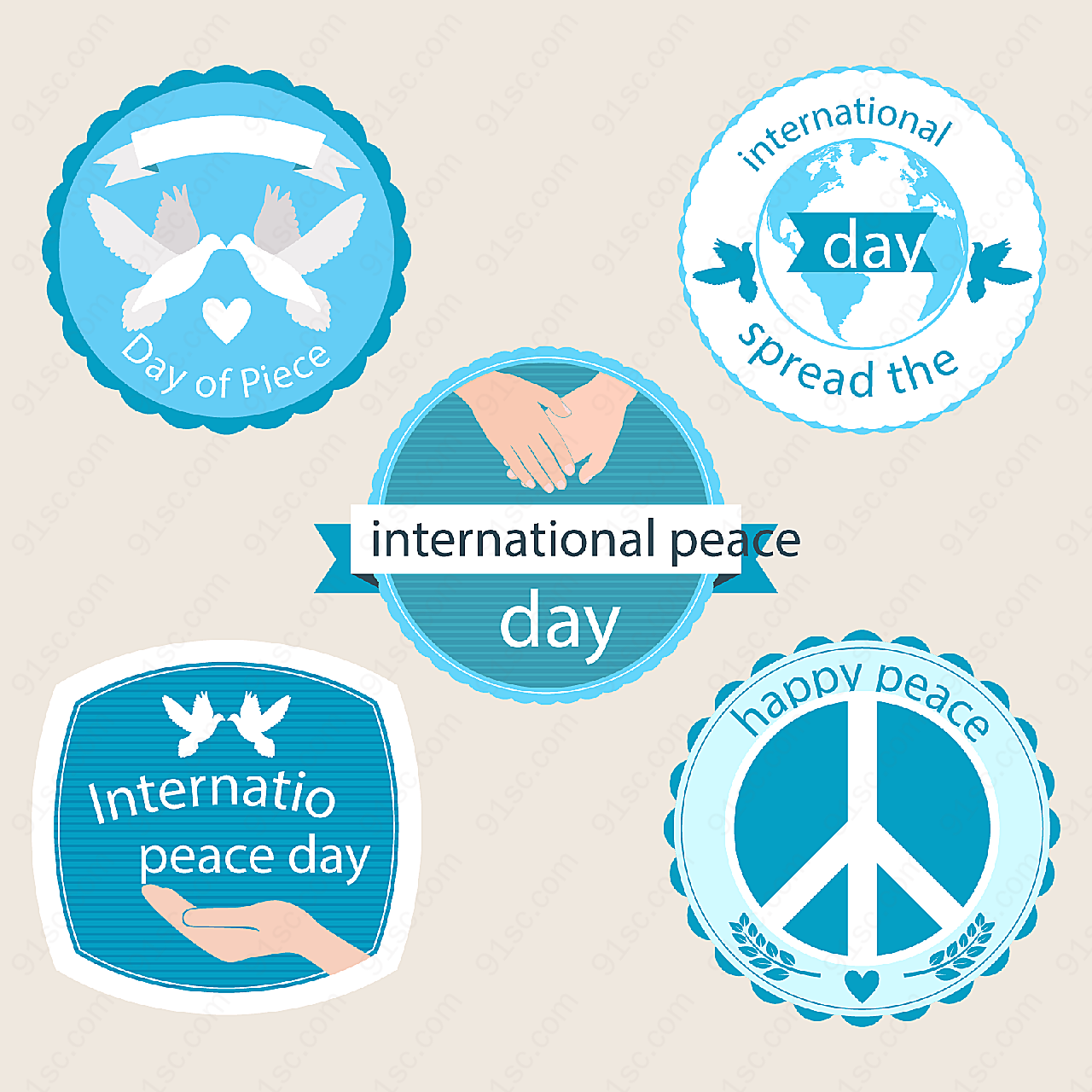 国际和平日标签label矢量