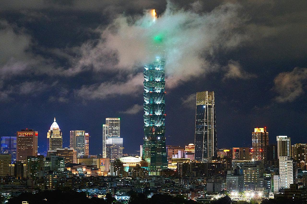 台北101夜景建筑空间高清摄影