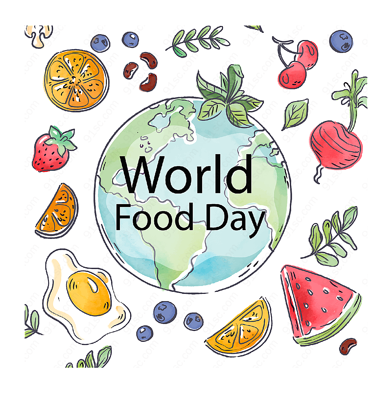 彩绘世界粮食日矢量节日其它