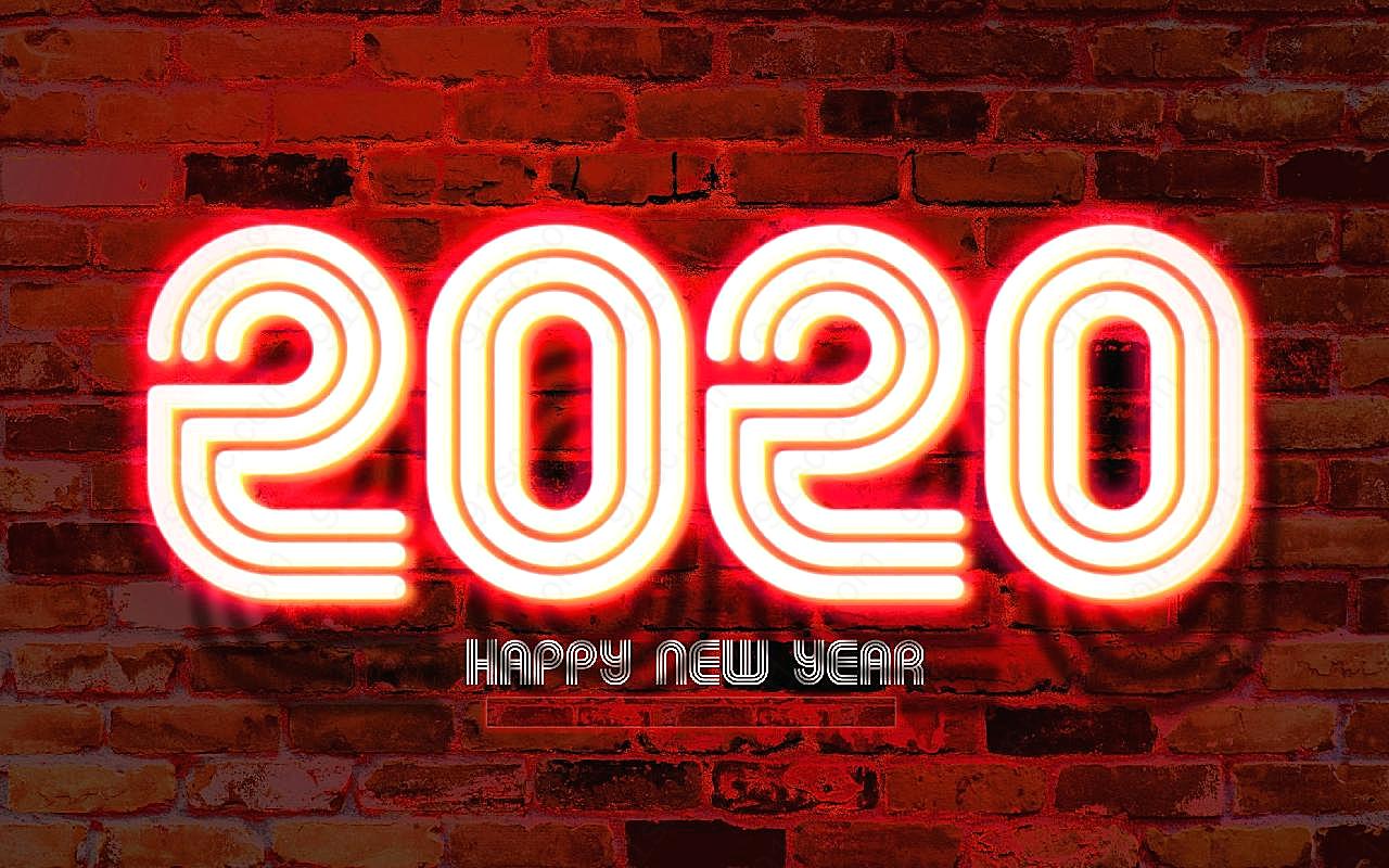 2020新年发光字样图片摄影高清