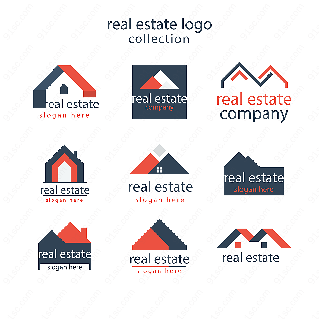 拼色房地产标志矢量logo图形
