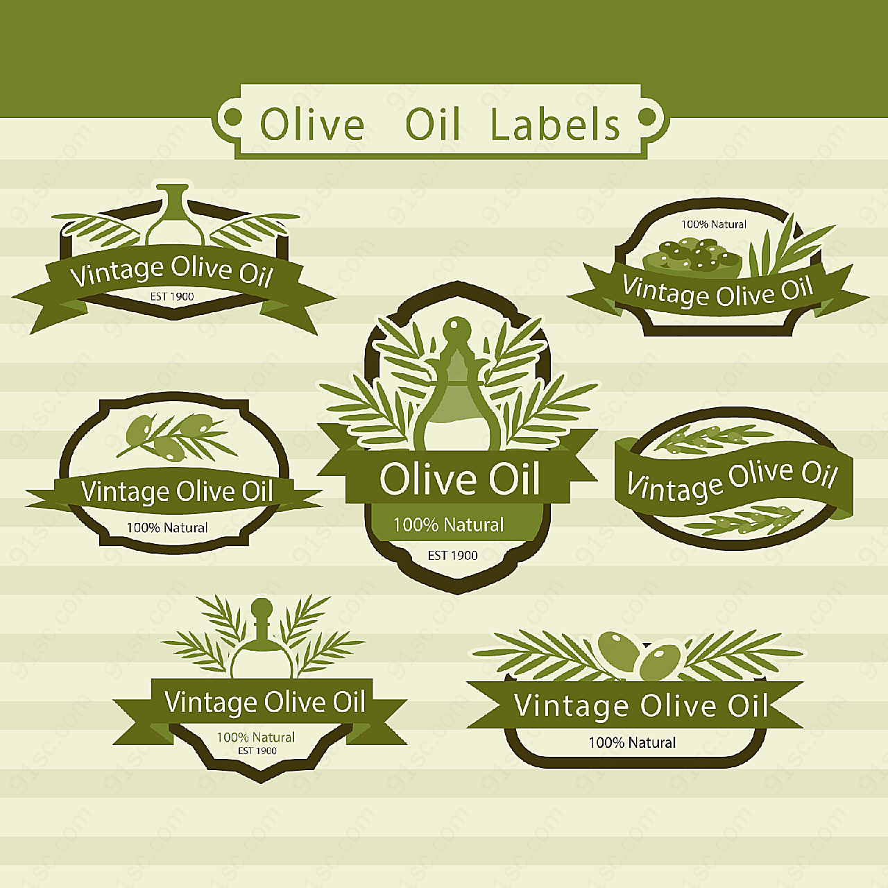 橄榄油标签label矢量