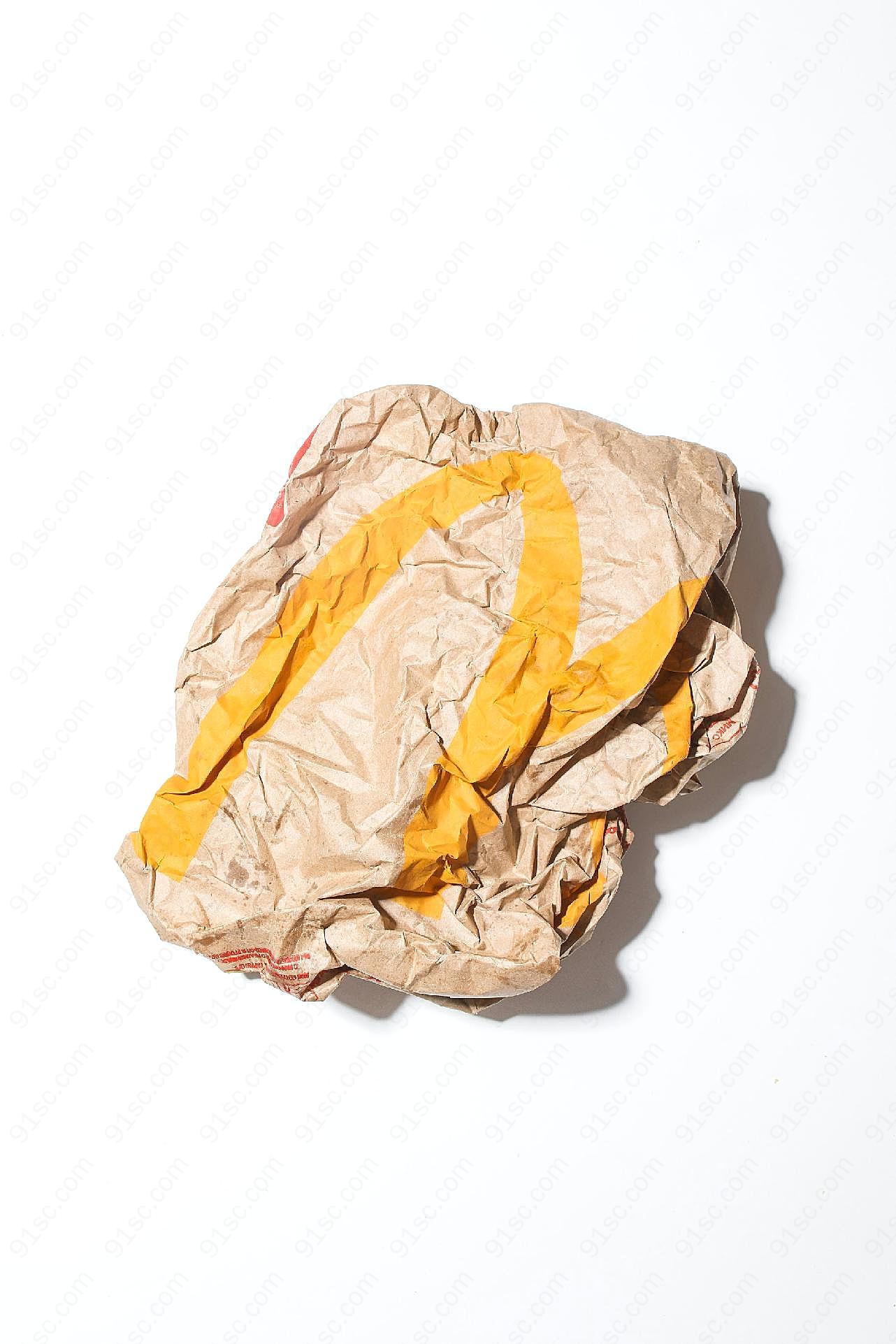 褶皱的麦当劳袋子图片高清