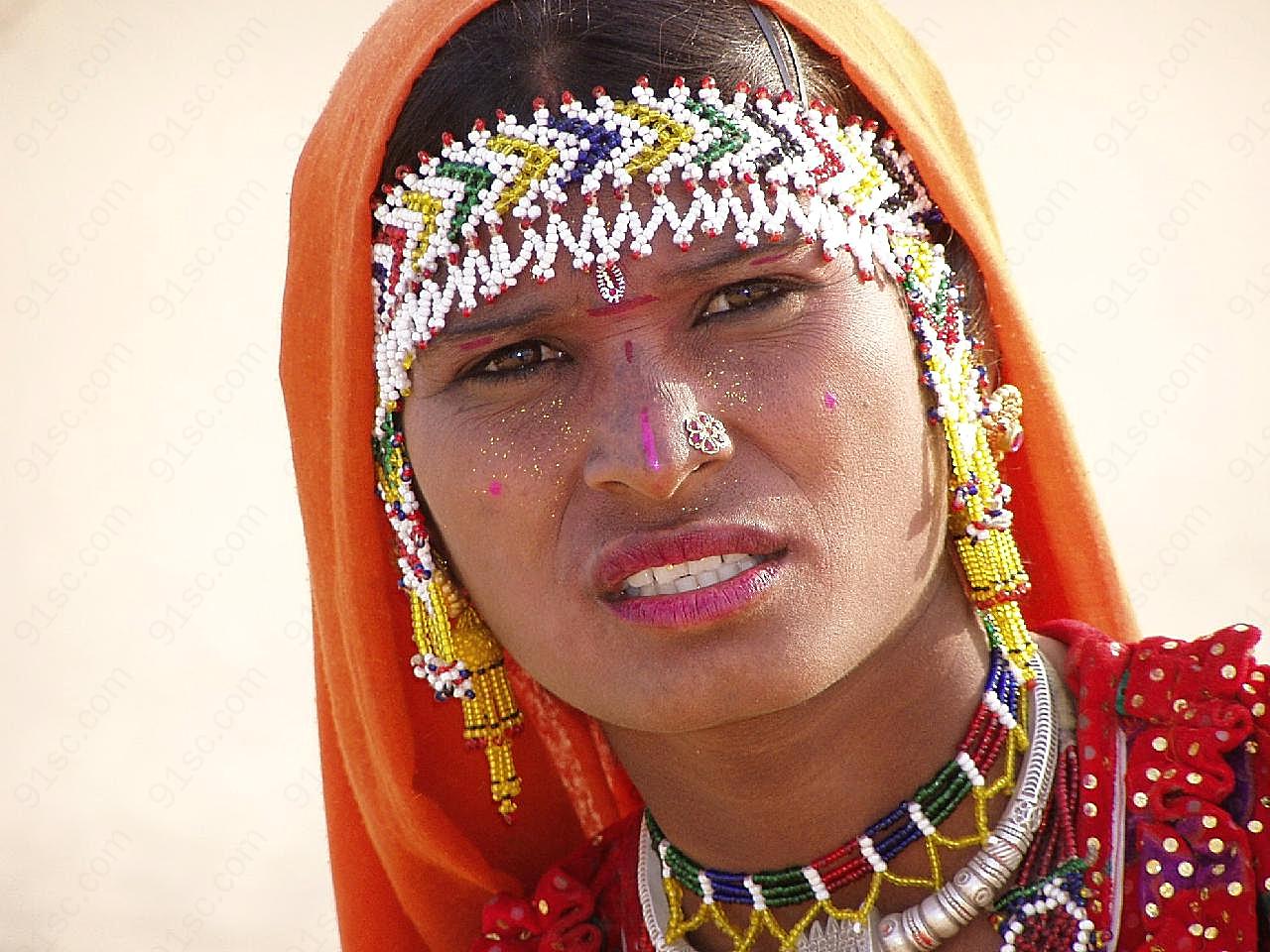 印度装扮妇女头像图片高清摄影