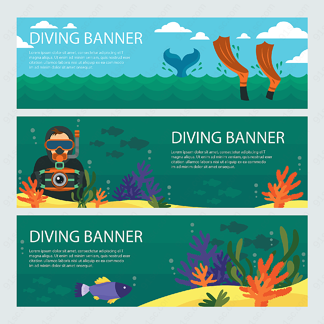 海底潜水banner平面广告